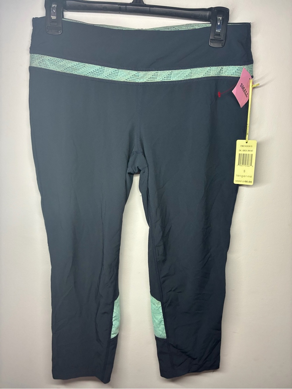 Tangerine Black Capri Leggings with Mint Trim